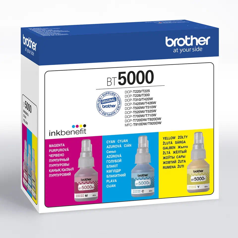 Set 3 flacoane cerneala originale Brother BT5000, cyan, magenta, yellow