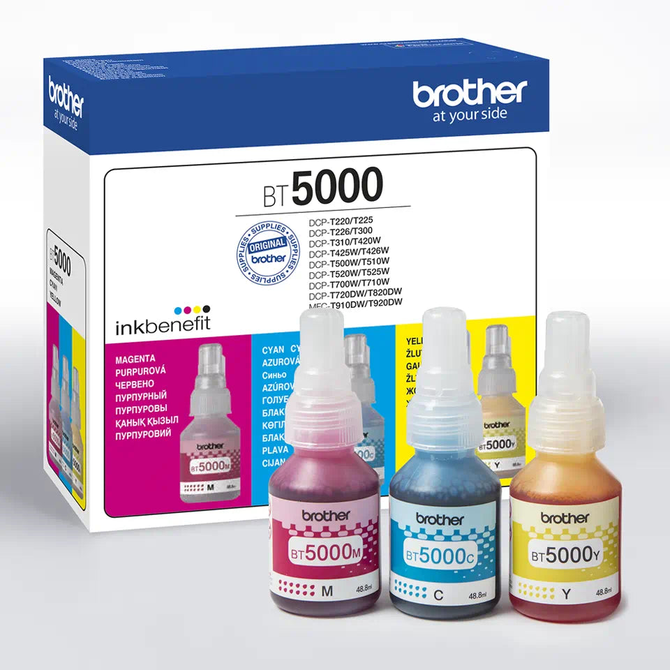 Set 3 flacoane cerneala originale Brother BT5000, cyan, magenta, yellow