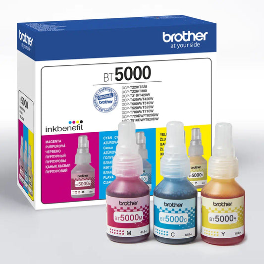 Set 3 flacoane cerneala originale Brother BT5000, cyan, magenta, yellow