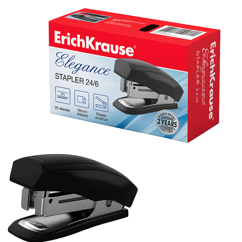 Capsator Miniatura ErichKrause Elegance 24/6, 20 Coli, Negru