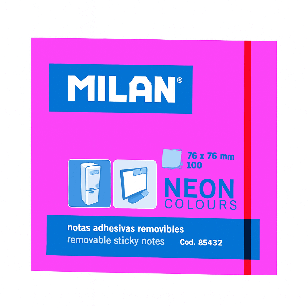Notite Adezive Milan 76x76mm Fluorescente Roz