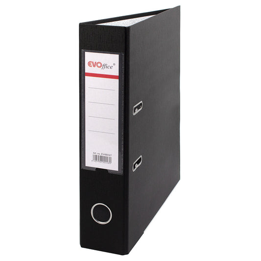 Biblioraft carton plastifiat cu margine metalica, A4 EVOffice - negru