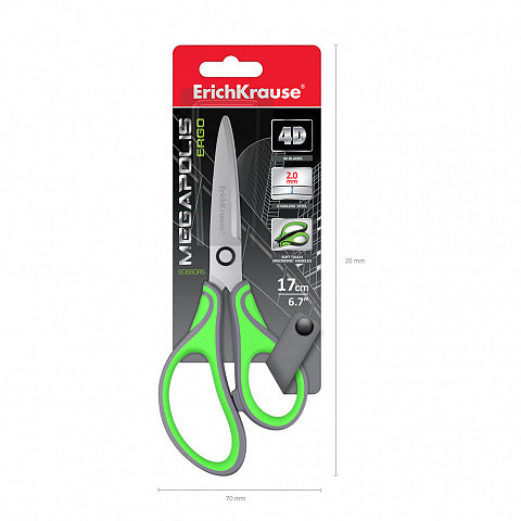 Foarfeca ErichKrause Megapolis Ergo 17 cm Gri - Verde