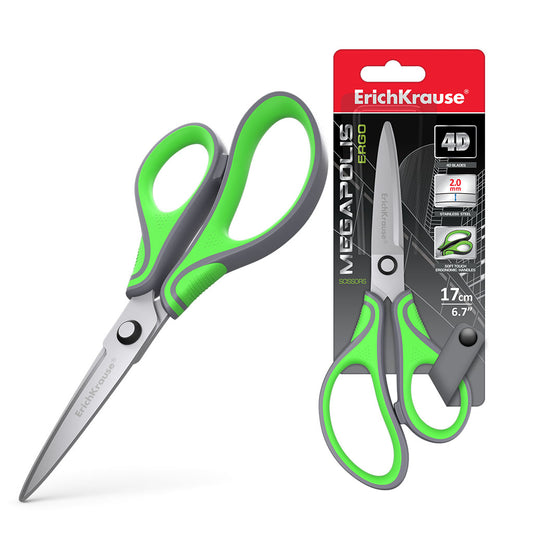 Foarfeca ErichKrause Megapolis Ergo 17 cm Gri - Verde