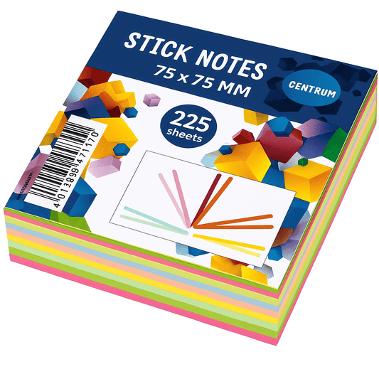 Notite Adezive Centrum 75x75 Mm 225 Coli 9 Culori Neon