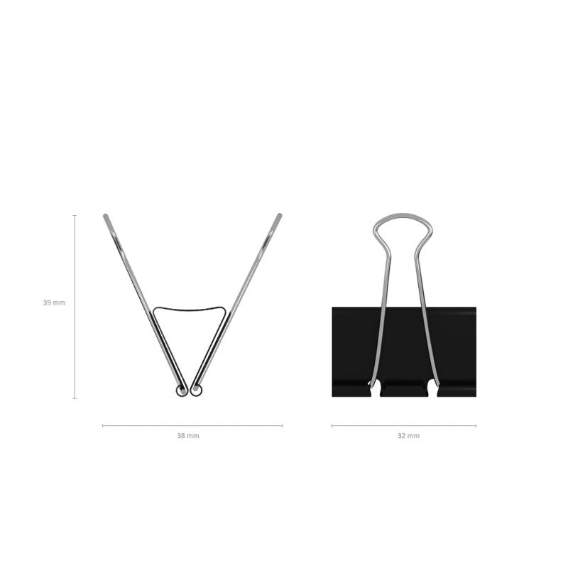 Set 12 clipsuri metalice ErichKrause 32 mm negru