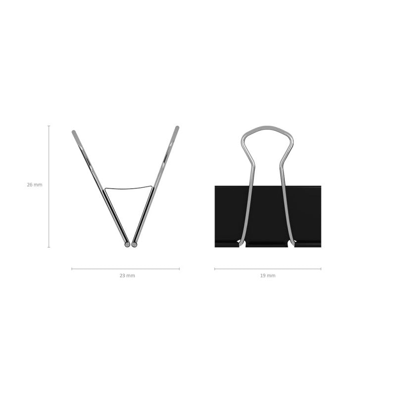 Set 12 clipsuri metalice ErichKrause 19 mm negru