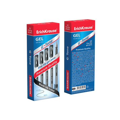 Set 12 Pixuri cu gel ErichKrause G-Tone 0.5 mm, negru