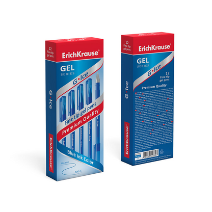 Set 12 pixuri cu gel  Erichkrause G-Ice 0.5 mm, albastru