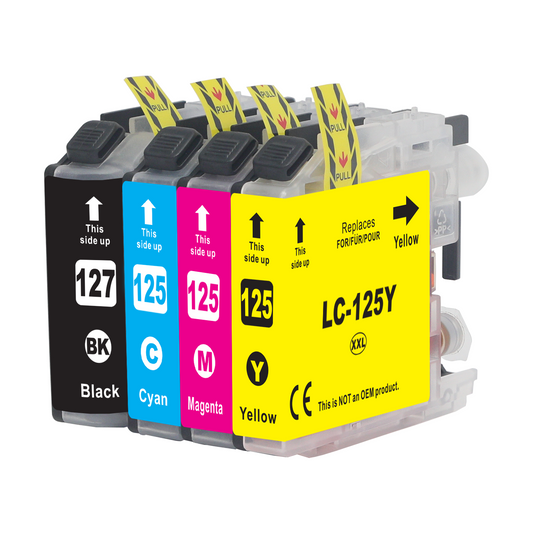 Set cartuse compatibile Brother LC-127XL Black, LC-125XL Cyan, Magenta, Yellow