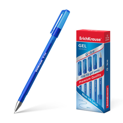Set 12 pixuri cu gel  Erichkrause G-Ice 0.5 mm, albastru
